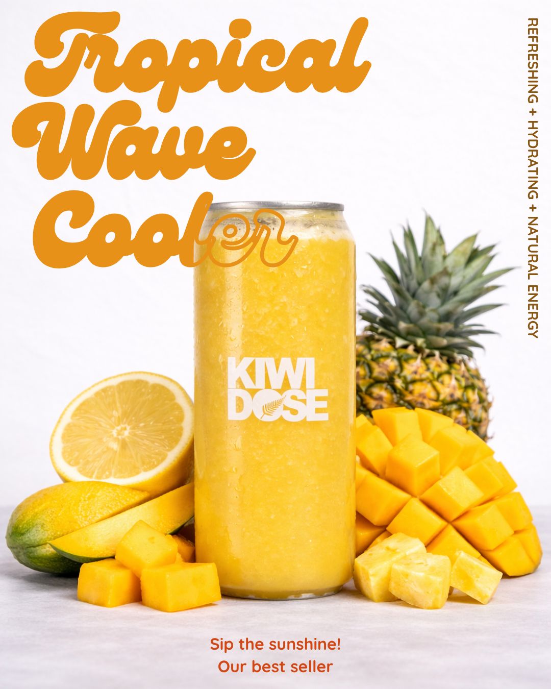 Tropical Wave Cooler made with fresh pineapple, mango and lemon